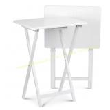 Pj wood 2.2 ft. White Wood Folding TV Tray Tables