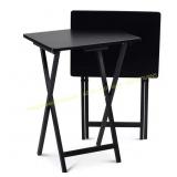 2ct. PJ Wood 2.2ft. Black Wood Folding Tray Tables
