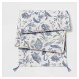 Threshold Cotton Floral Table Runner Blue
