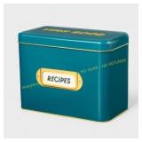 Tabitha Brown Metal Recipe Box with Cards Teal