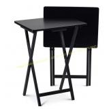 Pj wood 2.2 ft. Black Wood Folding TV Tray Tables