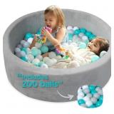 Nuby Velvet Ball Pit with Balls Aqua/Gray