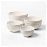 Figmint 4pc Stoneware Mixing Bowl Set Cream