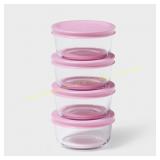 Room Essentials  8pc Round Glass Containers, Pink