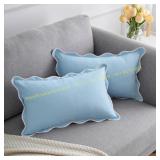 Scalloped Pillow Covers 2x Cotton/Linen 12x20