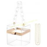 WJCD Clear Neon Frame Party Clutch with Chain