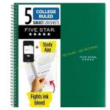 Five Star Notebook + Study App, 5 Subject