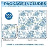 Vintage Blue Floral Napkins 13" 100Pcs