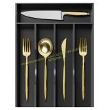 Greenual Black Silverware Tray, 10-Inch