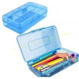Pencil Box, Clear Case, Snap-Lid Blue