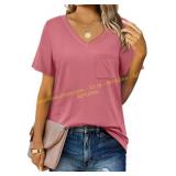Size XL Sampeel V-Neck Tee, Pink