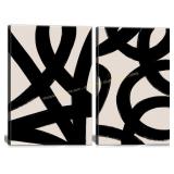 Framed Abstract Wall Art Canvas Set 12"x16"x2