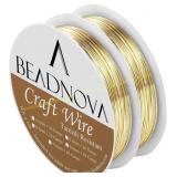 BEADNOVA Bare Copper Wire, Gold Plated, 22G