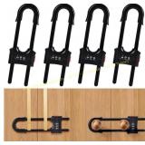 U-Shaped Sliding Cabinet Locks - 4 Pack, Black