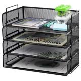 EASEPRES 4-Tier Desktop Letter Tray, Black