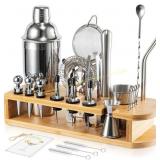 SEMDERM Cocktail Shaker Set with Bamboo Stand