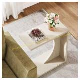 Kerlin 23.62 in. White C-Shaped End Table