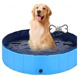 TMbsfatn Dog Pool Foldable PVC 32x8in, 80x20 Blue