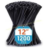 Karoka Zip Ties 12" (1200) 50lb UV Black
