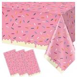 Hallswl 3Pcs Sprinkle Donut Tablecloths, Pink