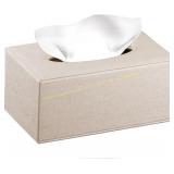 YAPISHI Leather Tissue Box Cover, Beige