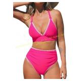CUPSHE High Waisted Bikini Set Deep V Back Size L