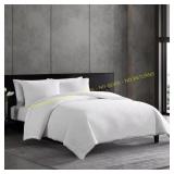 Puckered Texture 3-Piece White Duvet Set