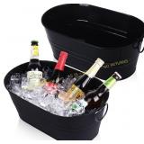 2pc. tchrules Galvanized Tub Beverage Tubs (Black)