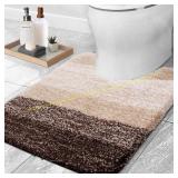 OLANLY Luxury U-Shaped Toilet Rug 24x20, Brown