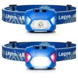 Lepro Headlamp 2-Pack, 1300 Lux, 6 Modes, Blue