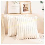 Uhomy Faux Fur Throw Pillow Cover 18x18 White