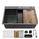 33-in Drop-In Single Bowl Sink with Faucet