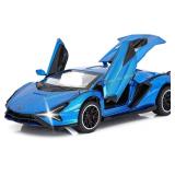 Metal Pull-Back Car with Light & Sound, Blue