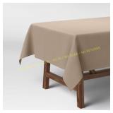 Threshold 84x60 in. Tablecloth, Tan Cotton/Poly