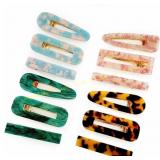 12 Pcs Acrylic Resin Marble Hair Clips Set