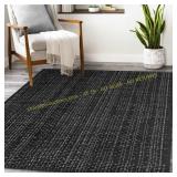 Seavish Modern 3x5ft. Black Cotton Runner Rug