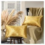 Gold Velvet Throw Pillow Covers 2 Pack