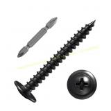 Wensilon 10 3 in. Black Phillips Wood Screws