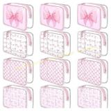 Sunnymove Pink Bow Makeup Bags, 12 Pcs