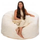 Ultimate Sack 5000 Bean Bag Chair, Ivory Fur