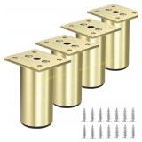 BSTKEY 4Pcs 3 in. Aluminum Cabinet Legs, Gold