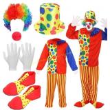 Funtery 6 Pcs Clown Costume: Nose, Shoes, Wig