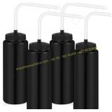 Domensi 4 Pack 1L Hockey Water Bottles (Black)