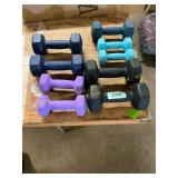 HolaHatha Dumbells 3/5/8/10/12lb Sets & Rack