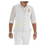 Groomsmen Linen Suit Vest Set (2) for Wedding sz L