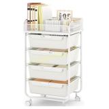 Rolling Utility Cart - 4 Drawers, White