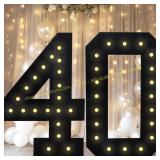 Black 4FT Marquee Number 40 Decor