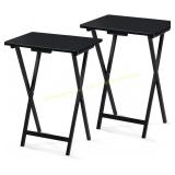 PJ Wood 2-Pack Folding TV Tray Set Black