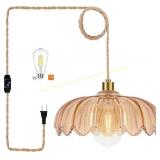 Plug-in Pendant Light, Mid Century Gold