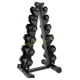 HolaHatha 3-15 lb Dumbbell Set with Rack